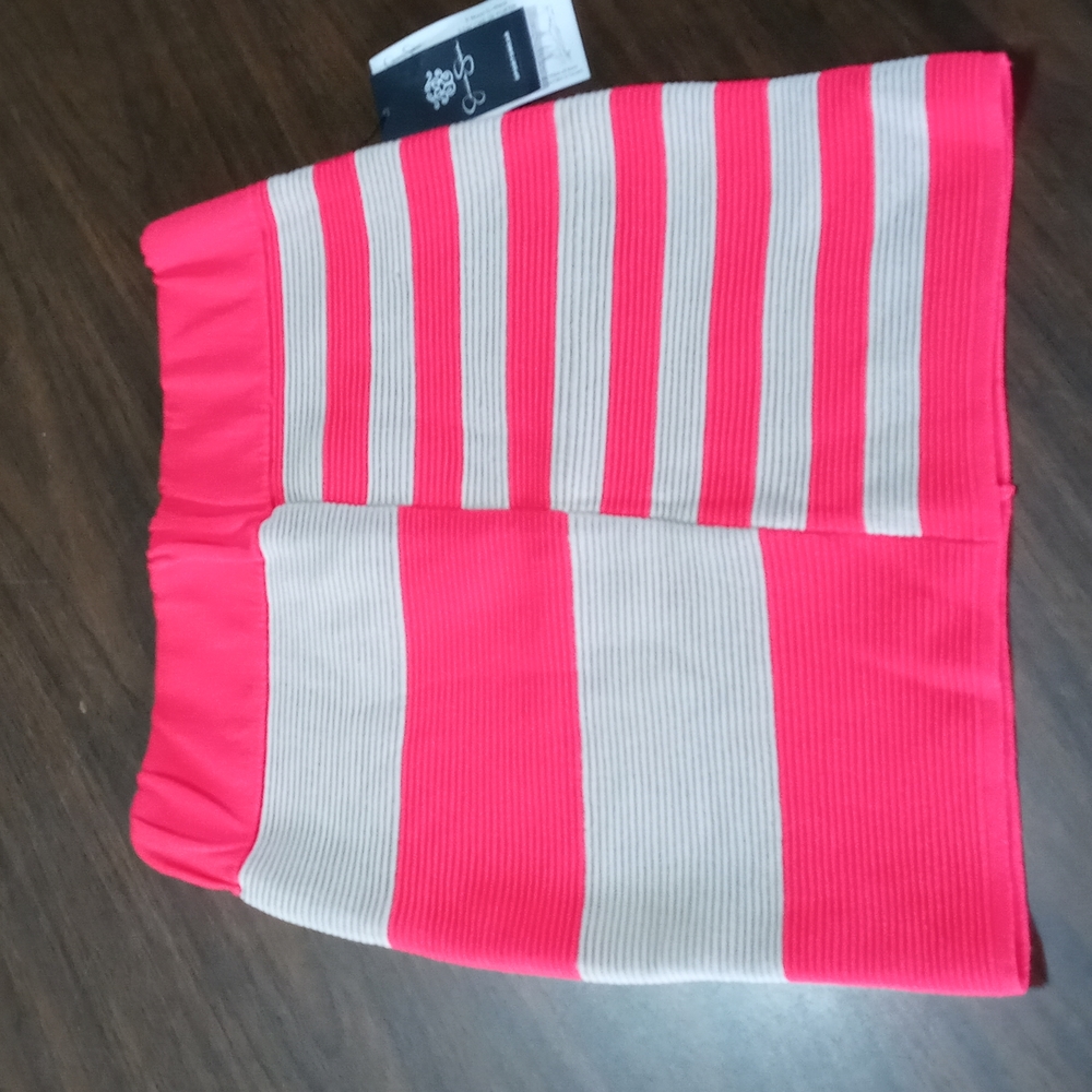 Jessica Simpson Sportswear Neon Orange/Tan Ribbed Fitted Body-Con Mini Skirt